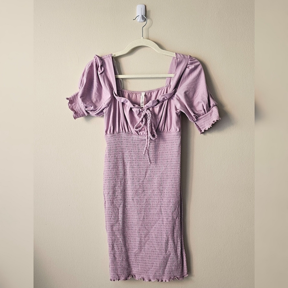 Chocolate USA Lavender Lilac Smocked Mini Dress (M) NWOT